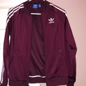 Burgundy adidas track jacket size xsmall